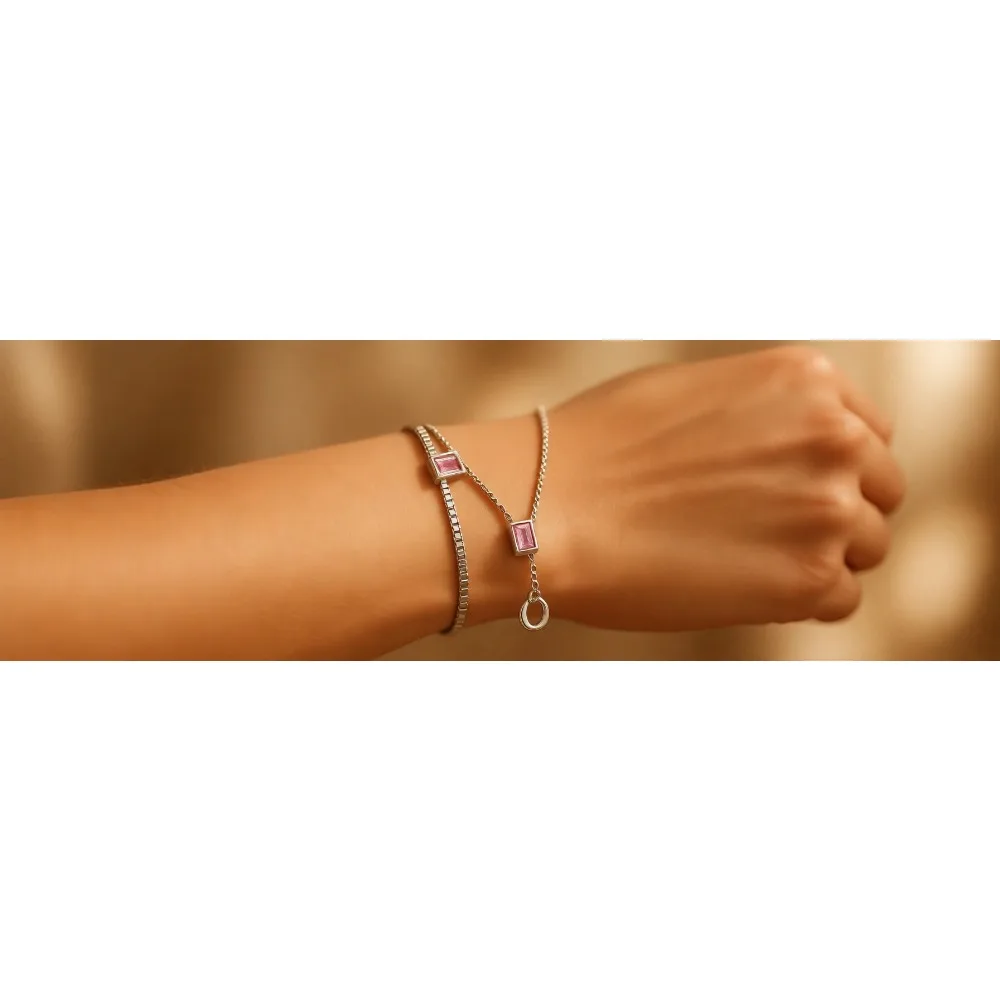 

Браслет с камнем по месяцу рождения для женщин, из серебра 925 пробы, с изящной цепочкой, подарок на день рождения, годовщину, Рождество