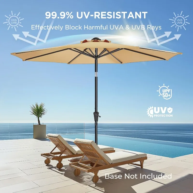 9ft Outdoor Patio Umbrella - Market Table Pool Deck Umbrella UPF50+ UV Protection with Push Button Tilt image 2