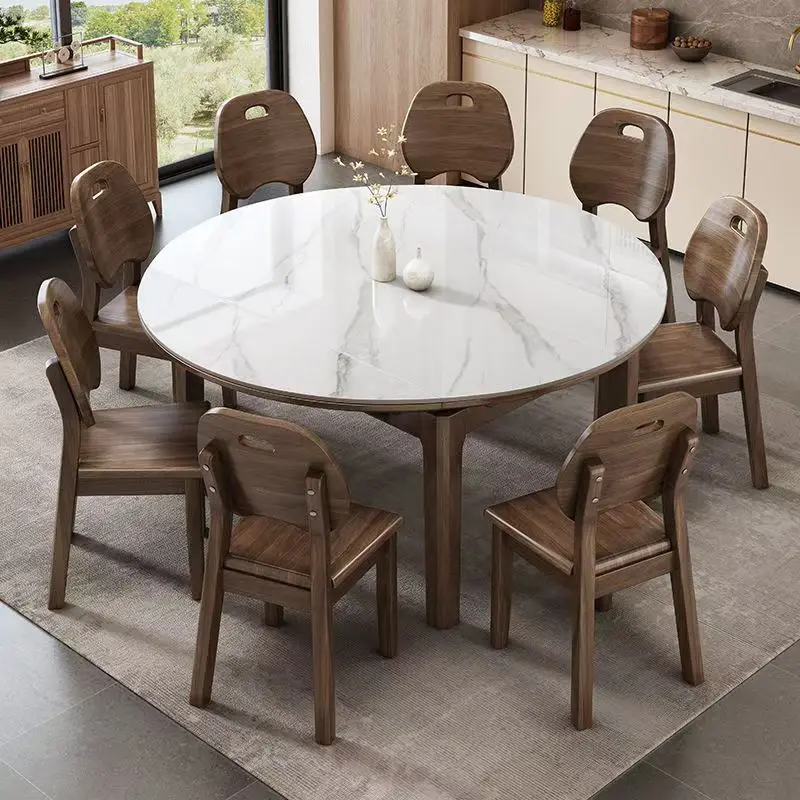 

Modern Minimalist Solid Oak Convertible Dining Table with Multifunctional Folding Extendable Design Eco-Friendly Home Furniture