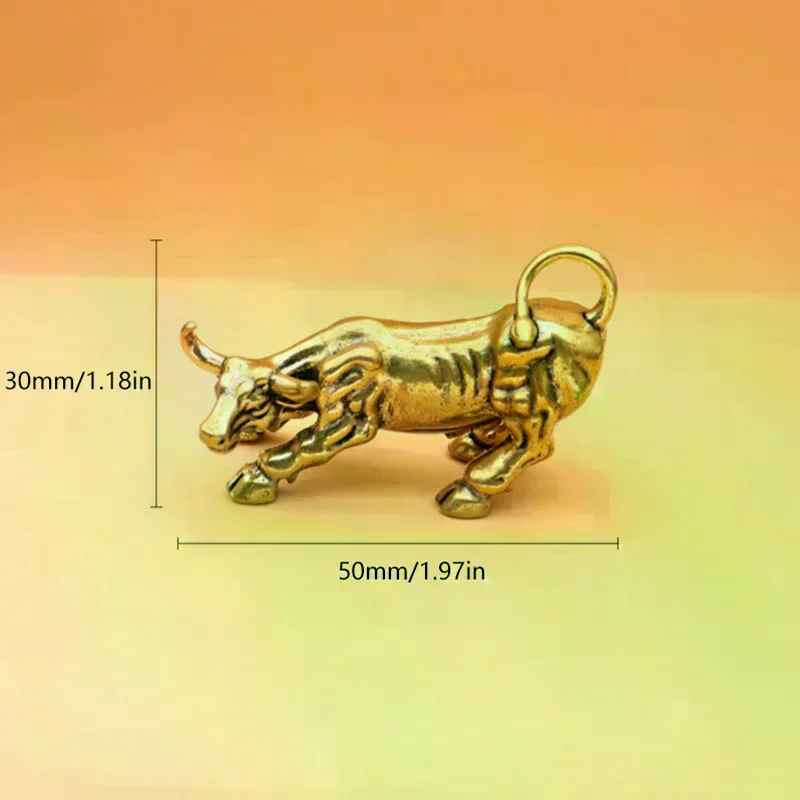 1pcs Brass Bull Wall Street Cattle Sculpture Copper Cow Statue Mascot Exquisite Crafts Ornament Office Decoration Business