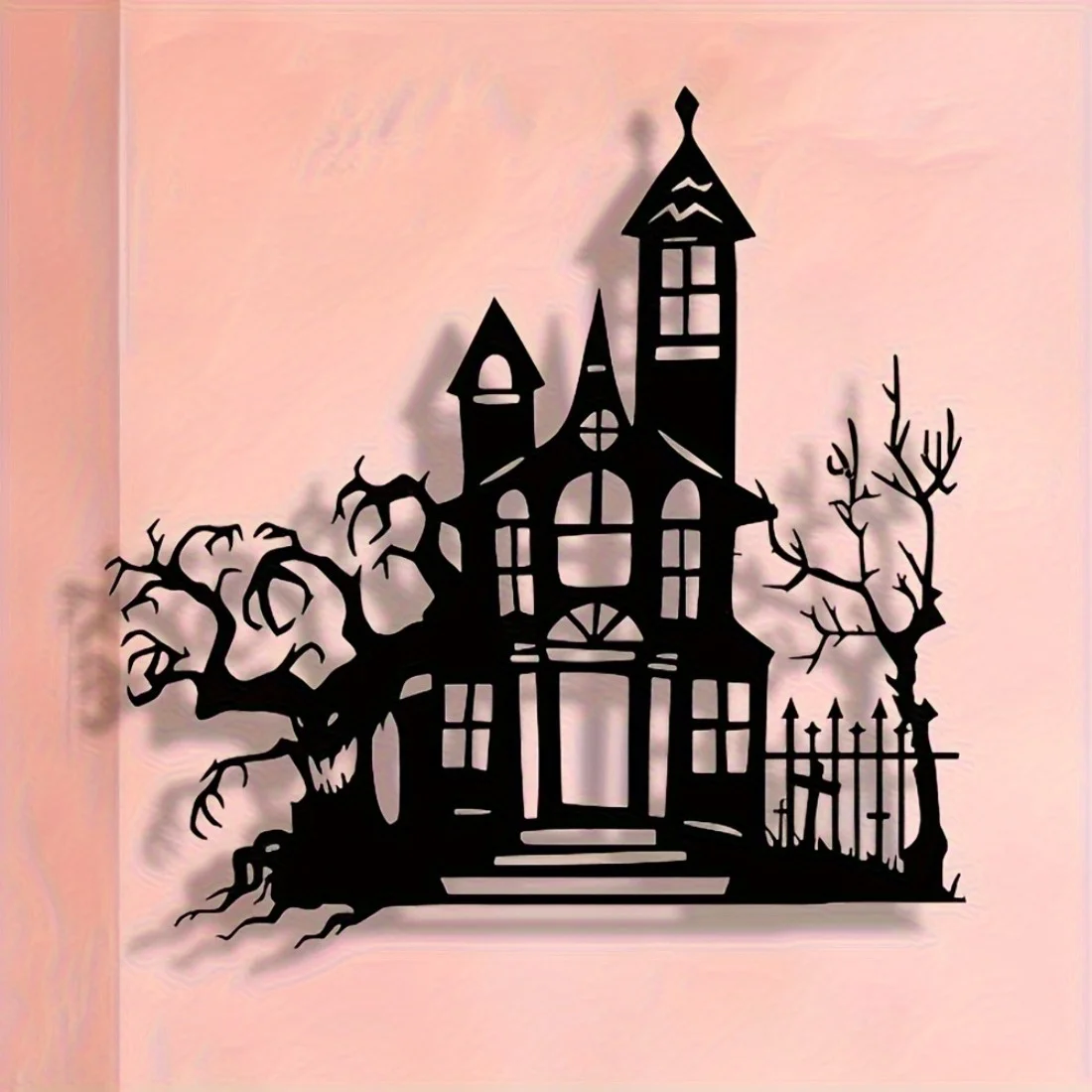 Wandskulptur aus Metall für Spukhaus |   Halloween- und Weihnachtsgeschenk, elegantes Gothic-Dekor, hochwertige Handwerkskunst (1 Stück)