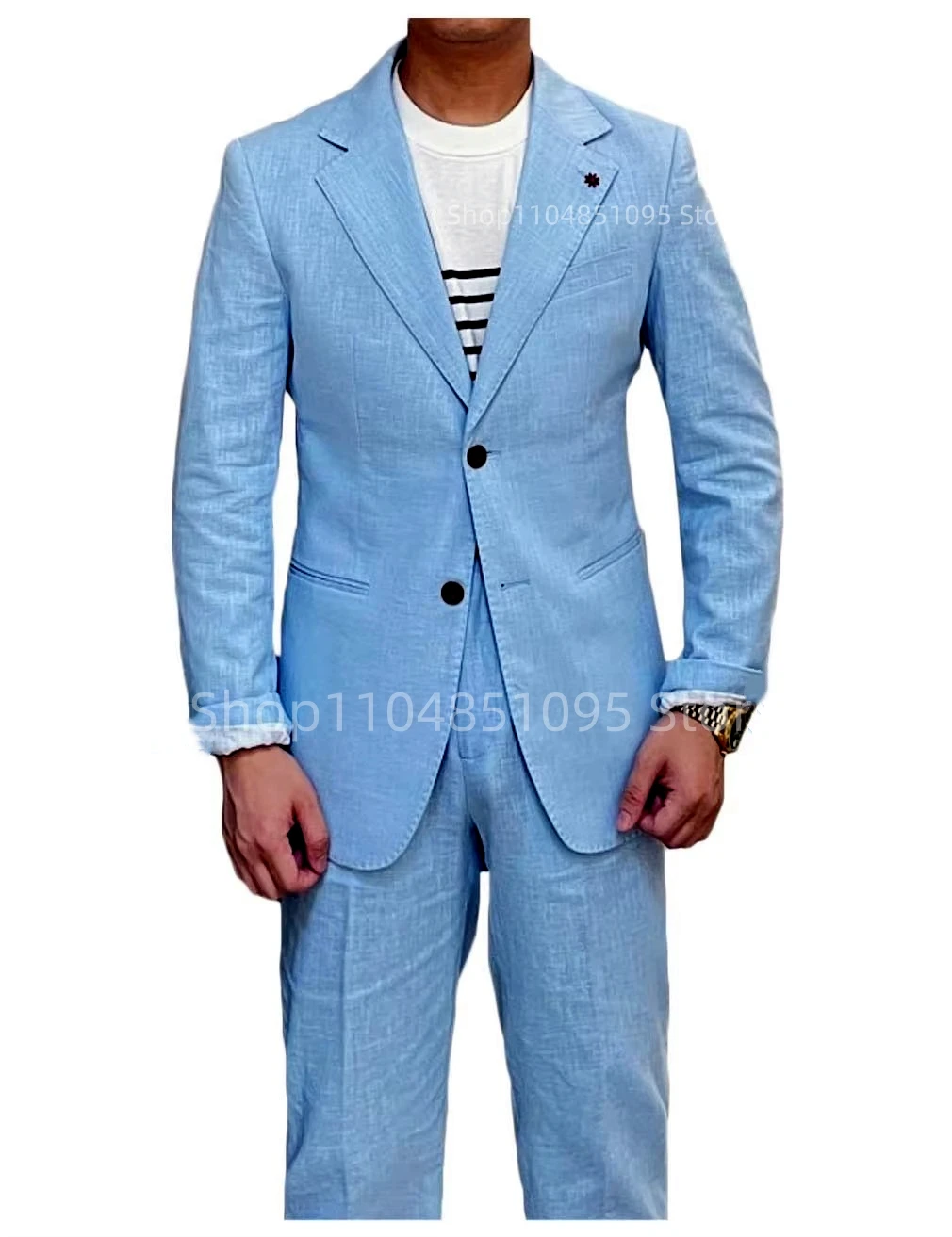 

Летние синие/бежевые повседневные льняные свадебные мужские костюмы, приталенный пиджак с лацканами, брюки высокого качества, 2-х предметный пляжный костюм для выпускного вечера Homme