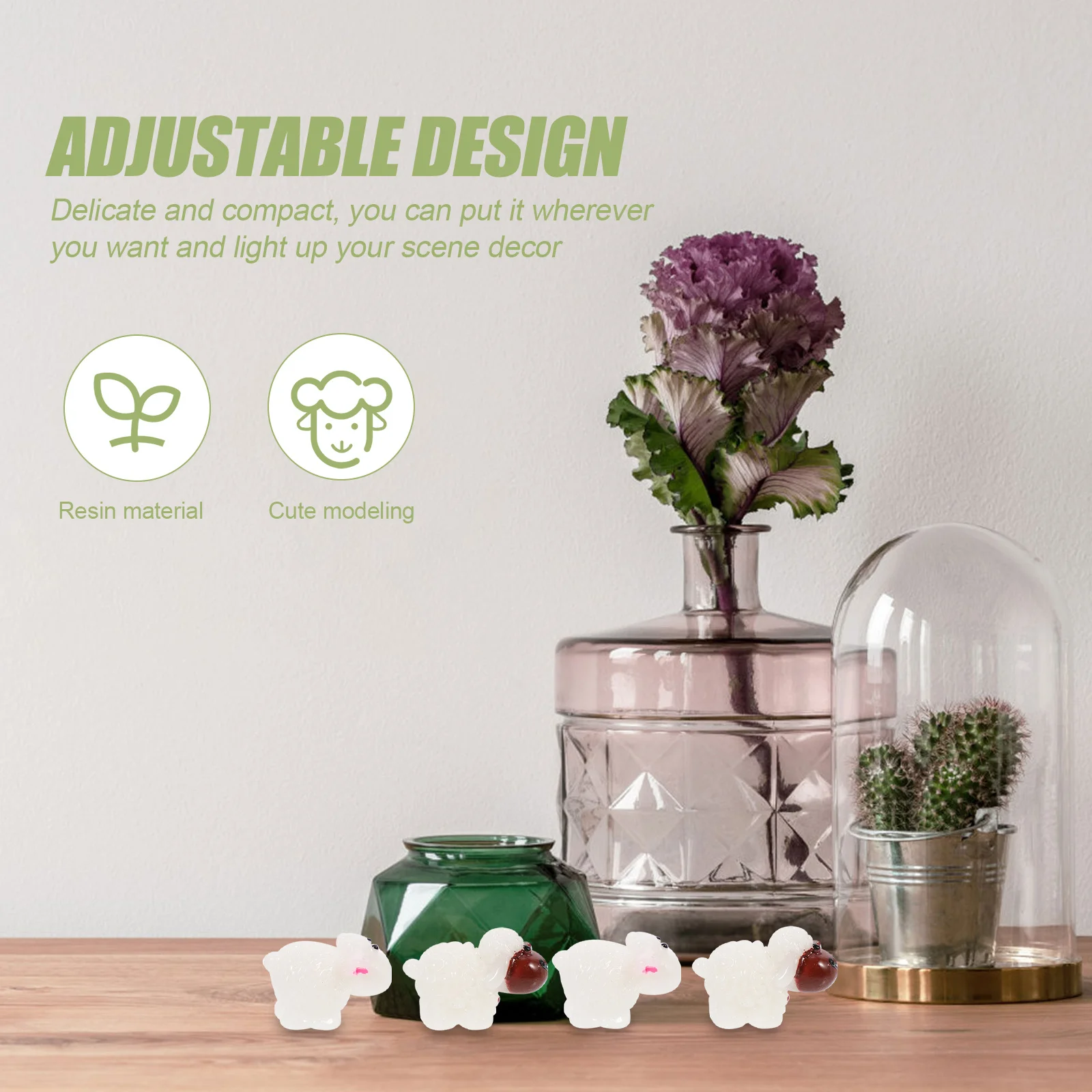 

40Pcs Couple Sheep Sculpture Indoor Outdoor Garden Decor Miniature Bonsai Micro Embellishment Moss Decor