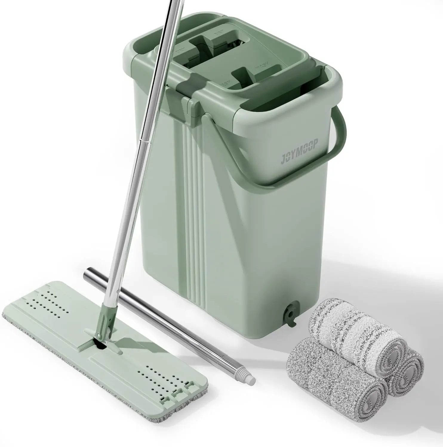 

Mop and Bucket with Wringer Set, Flat Squeeze Mop with Bucket (X-Large), Dust Mop for Wall Cleaner with Long Handle, Microfiber