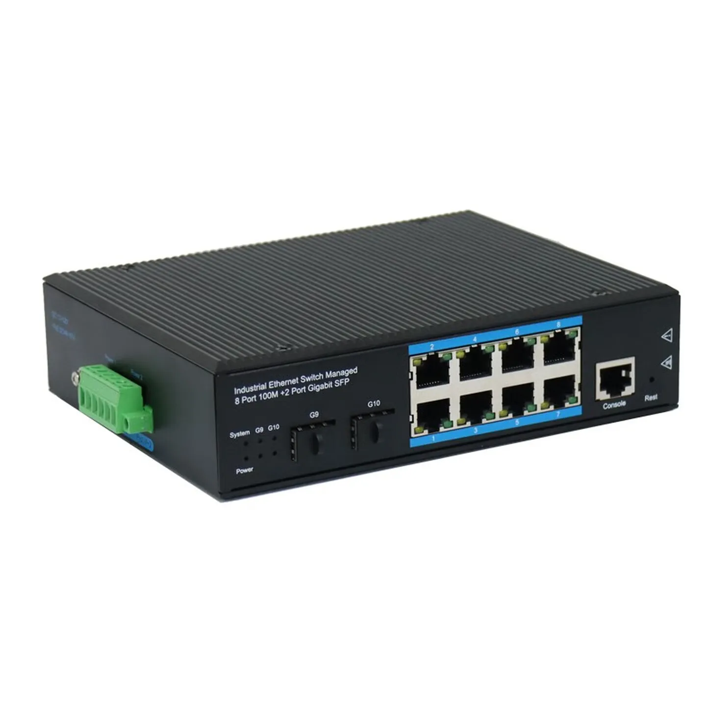 8 Port Poe Switch DIN Rail Fanless Full Gigabit 2* SFP Optical 8* POE Ethernet Layer 2 Managed Network Switch