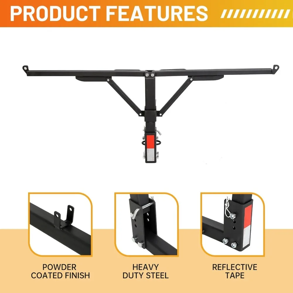 Truck Bed Hitch Extender 2 in 1 Design Foldable Extension Pick Up Rack Canoe Boat Kayak Lumber w/Flag