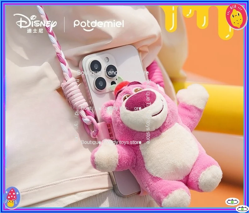 ディズニー正規品-ポットデミエル-ハニーポット-ストロベリーベア-プーさん-チップ-ぬいぐるみ-電話ホルダー