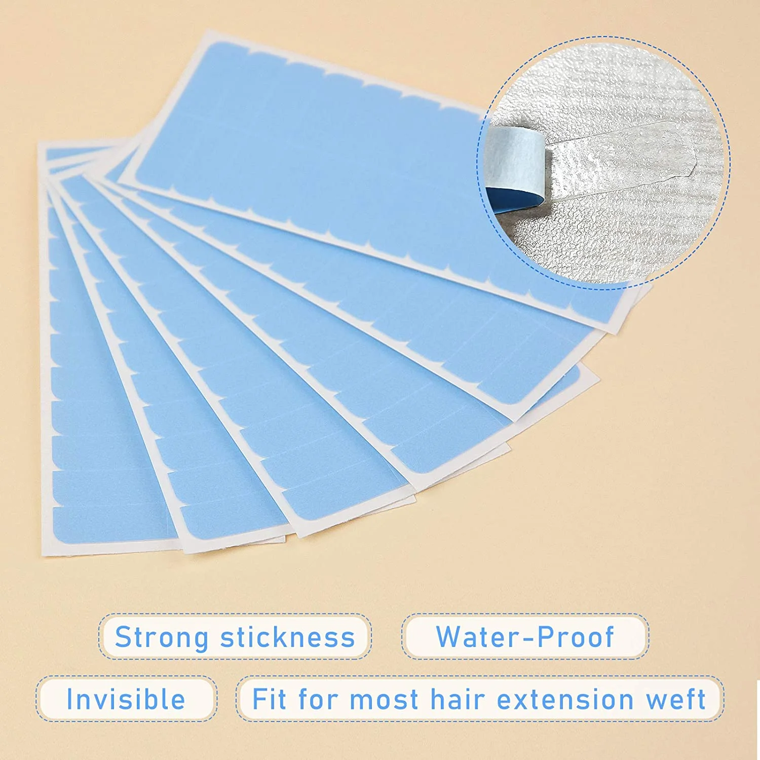 Hair Extension Tape Tabs Double Sided Adhesive Extension Replacement Tape Strong Hold Wig Tape for Lace Wigs Hairpiece Frontal