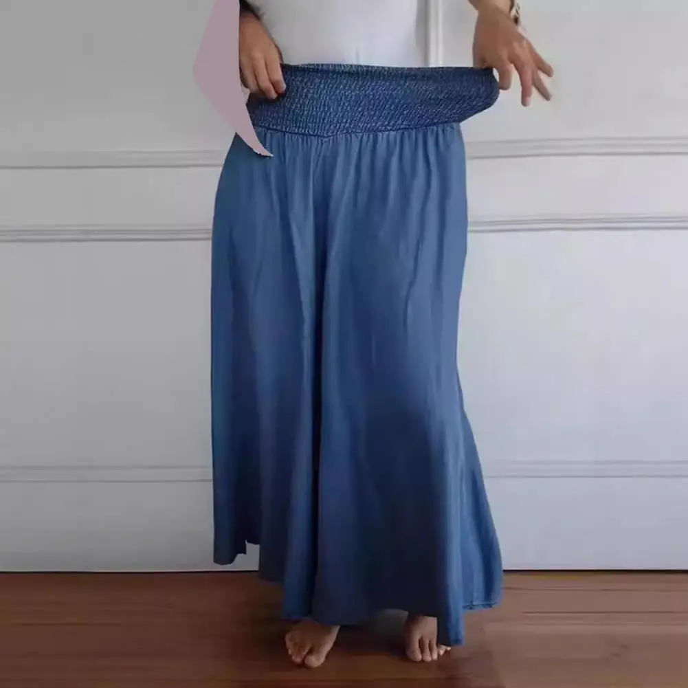 

Women's Wide Leg Pants Spring Summer Latest Casual Solid High Waist Shirred Wide Leg Pants Daily Versatile Trousers