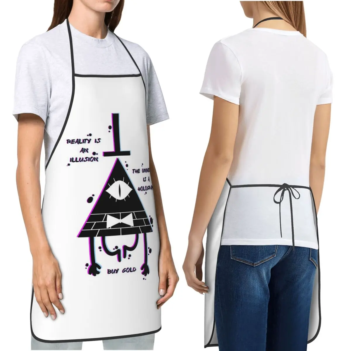 Illusion Apron Chef Cooking Baking Tablier Bib Kitchen Cleaning Pinafore for Women Men Painting