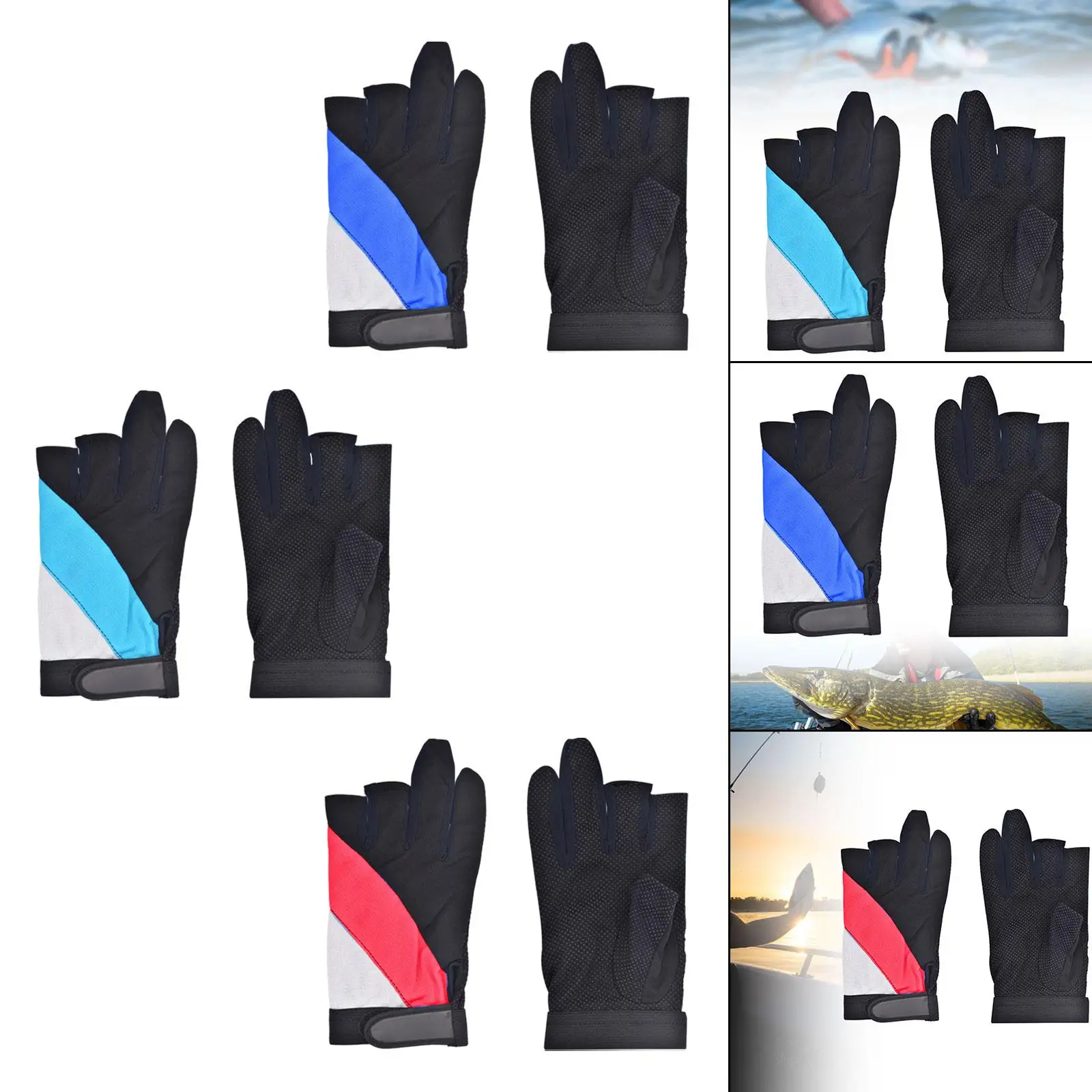 3 Cut Fingers Gloves Mittens Fishing Accessories 3 Fingerless Finger Protector Gloves Adjustable for Picnic Motorcycling