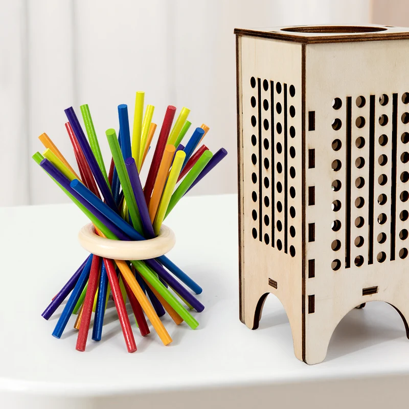 몬테소리 게임 나무 막대기 타워 장난감 스틱 주사위 운동 기술 개발 스틱 계산 수학 교육 장난감 어린이를위한