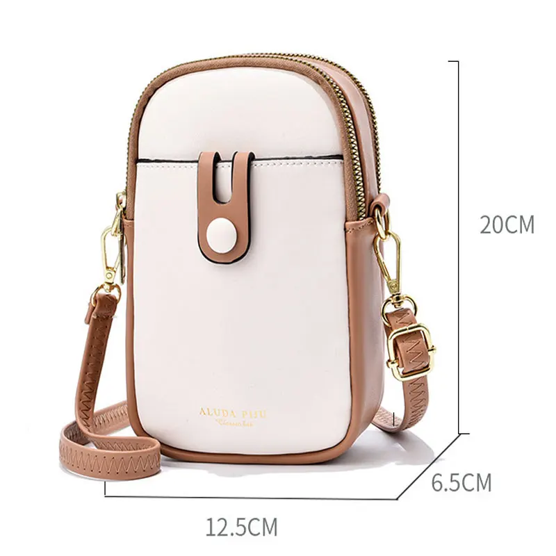 Mini Crossbody Ladies Bag Leather Zipper Mobile Phone Bag Fashion Handbag Women Casual Small Shoulder Bag