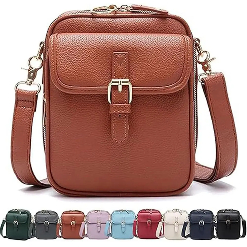 

Leather Women Messenger Bag with Adjustable Removable Strap Large Capacity PU Shoulder Bag Vintage Solid Color