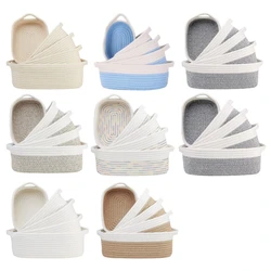 Five Pieces Sturdy Cotton Rope Storage Basket Set Portable for Organizing Clothes Toy and Household Items Storage