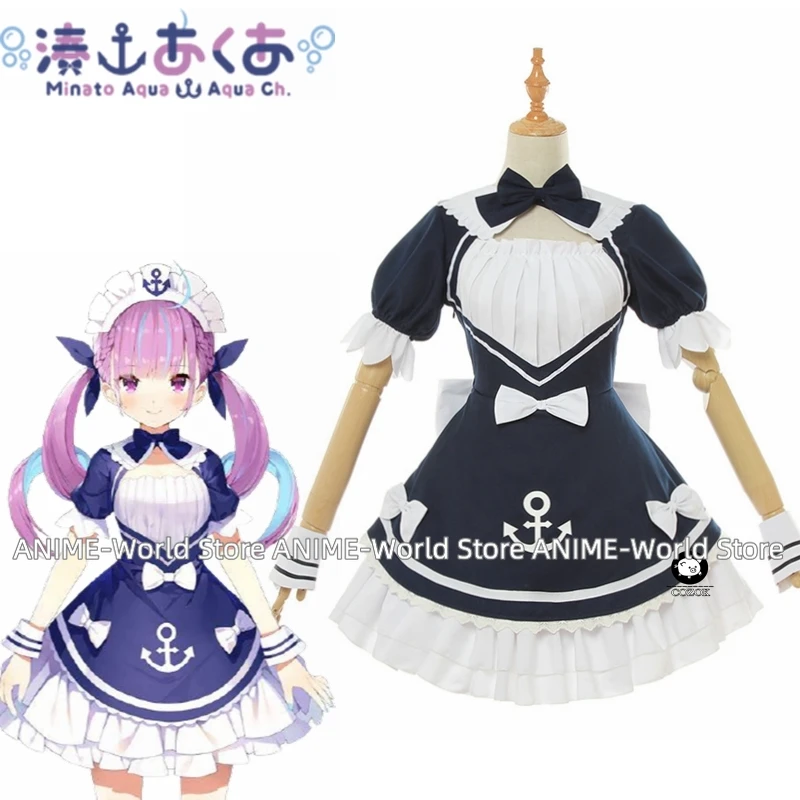 

Vtuber Minato Aqua Cosplay Costume Women Cute Maid Dress Halloween Carnival Party Uniforms Custom Made