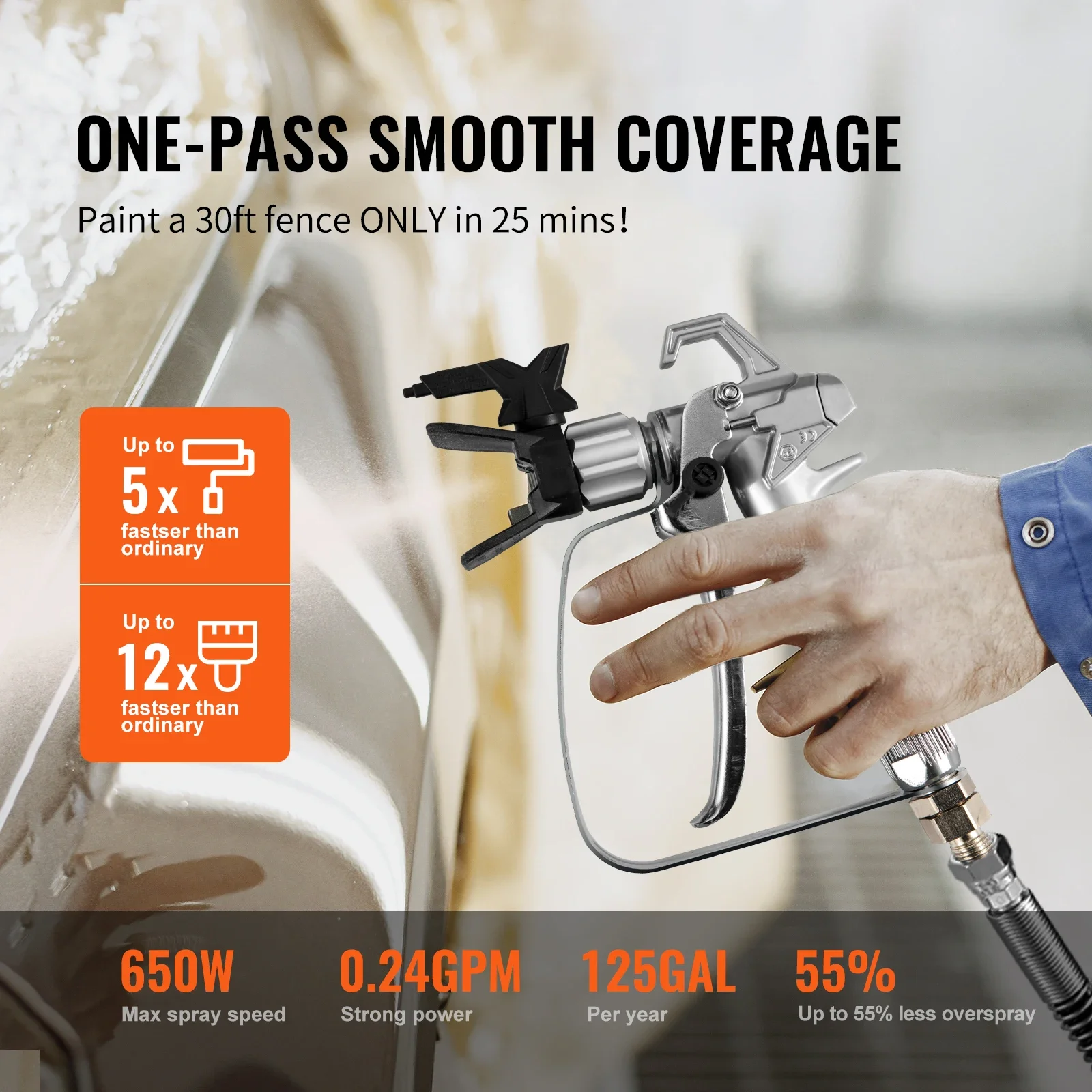 Imagem -03 - Vevor-stand Airless Pulverizador de Pintura Revestimento em pó Elétrico Máquina de Pulverização de Parede 11 l Min para Móveis Cerca Armários Doméstico 650w