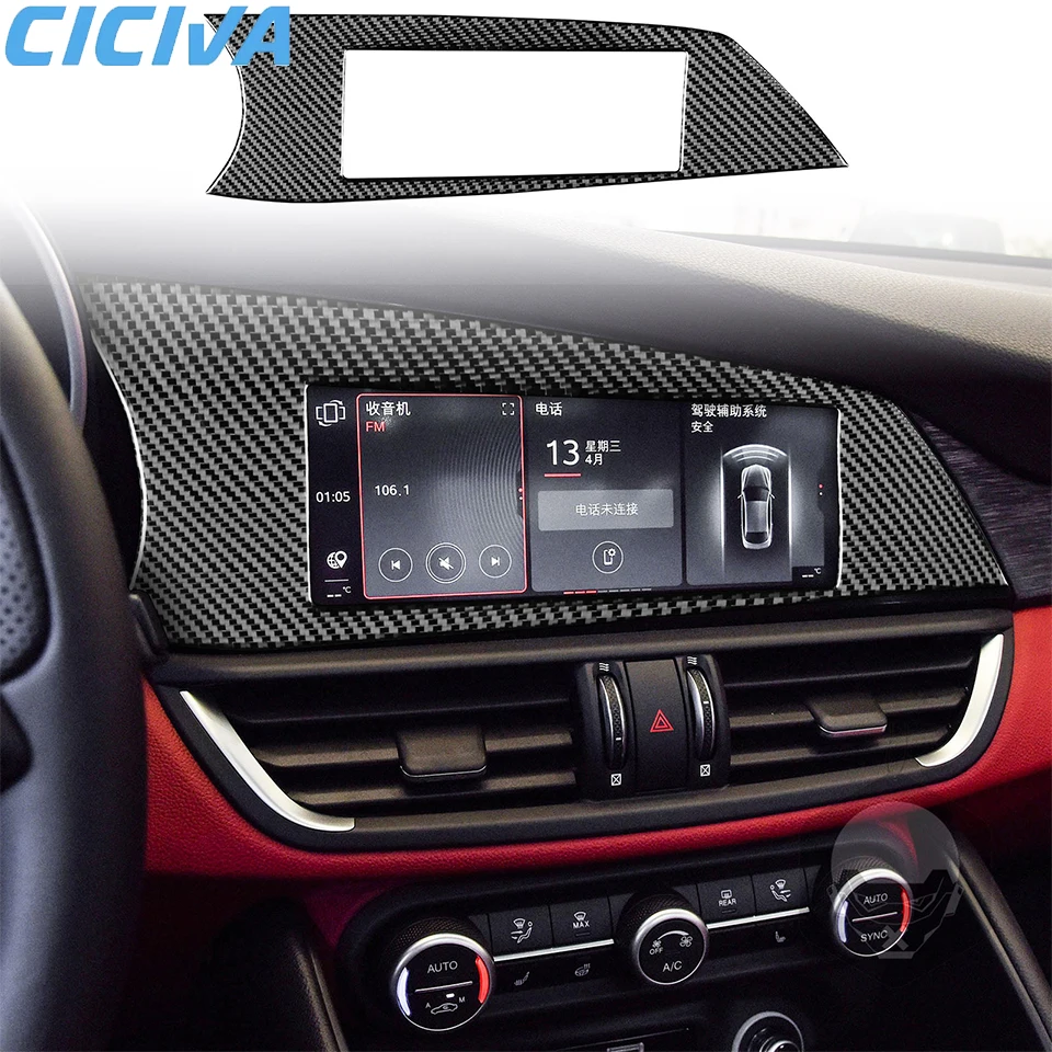 

For Alfa Romeo-Giulia 2017-2021 Soft Carbon Fiber Multimedia display panel Car interior Retrofit Accessories Sticker