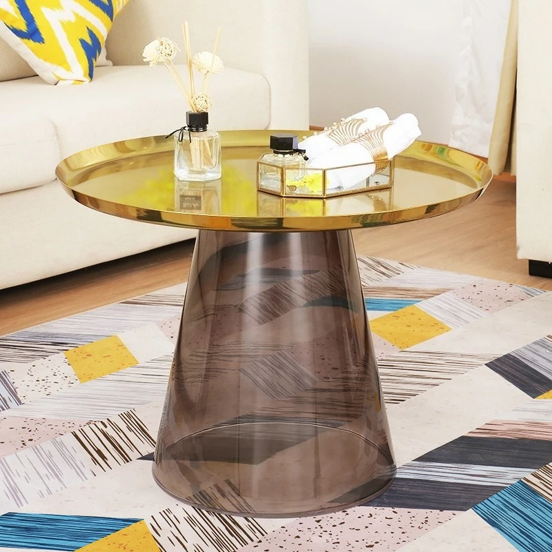 طاولة قهوة زجاجية، شقة صغيرة، طاولة جانبية بسيطة، طاولة مستديرة صغيرة زجاجية #3