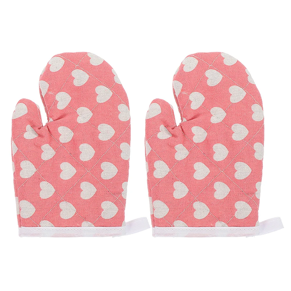

1Pair Kids Heat Resistant Oven Mitts Thickened Kitchen Gloves for Baking Microwave Cooking Anti-Scald Gloves for Children