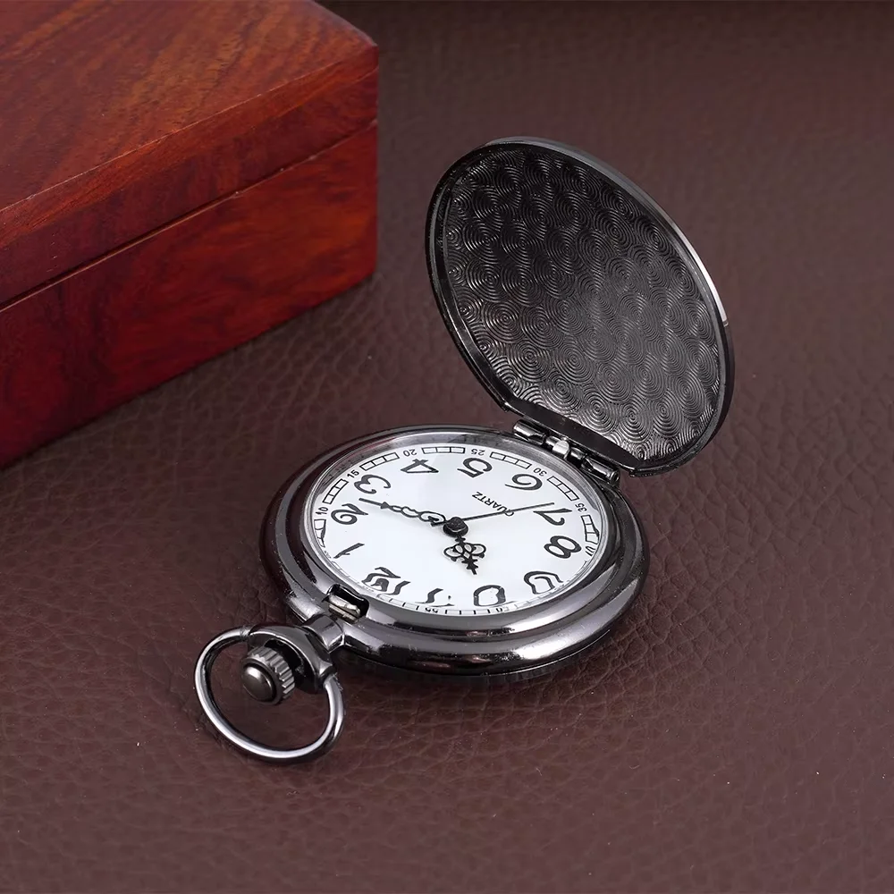 My Friend Today vintage sleek large quartz pocket watch wall watch in black letched English