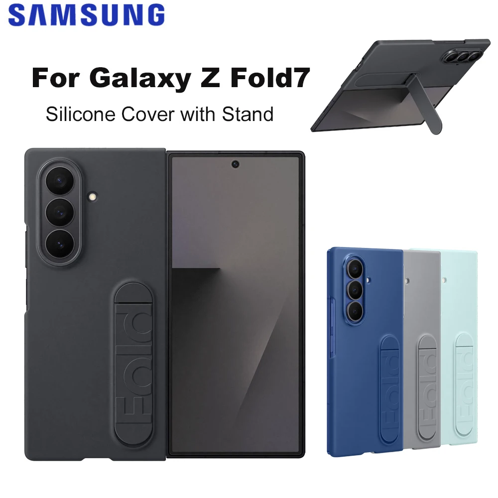 

Original Samsung Galaxy Z Fold7 Silicone Phone Case for Galaxy Z Fold7 Silicone Cover with Stand Includes Anti-reflecting Film