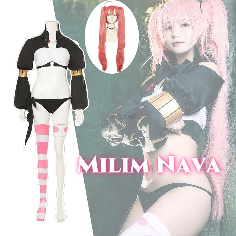 Milim Nava Cosplay Traje com Peruca e Roupas, Jogo de Anime, Que Vez Eu Reencarnei como um Lodo, Demonlord dos Anéis