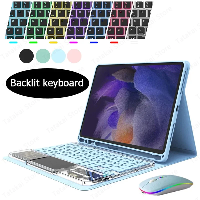 

Crystal Backlit Keyboard for Galaxy Tab S8 Case X700 X706 Touchpad Keyboard for Samsung Tab S7 SM-T870 T875 Tab S7 S8 Keyboard