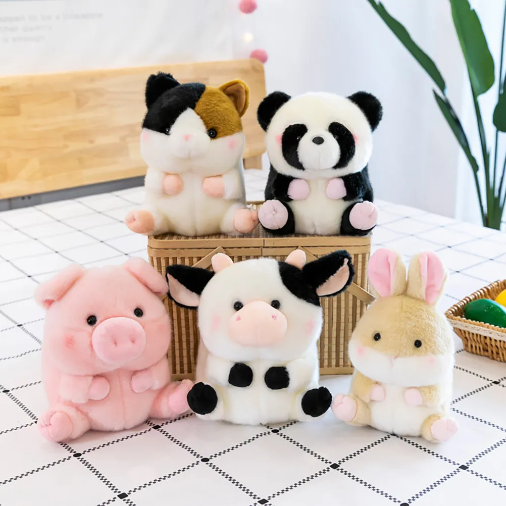 

1Pcs Cartoon Cow Pattern Stuffed Animal Soft PP Cotton Cute Kids Plaything Home Car Decoration Gift