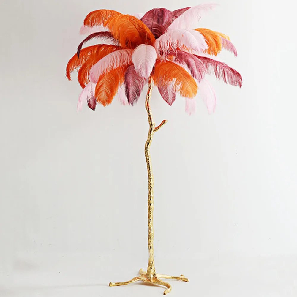 Nordic Ostrich Feather Floor Lamp Light Luxury Internet Celebrity Standing Lamp for Living Room Bedroom Sofa Side Deco