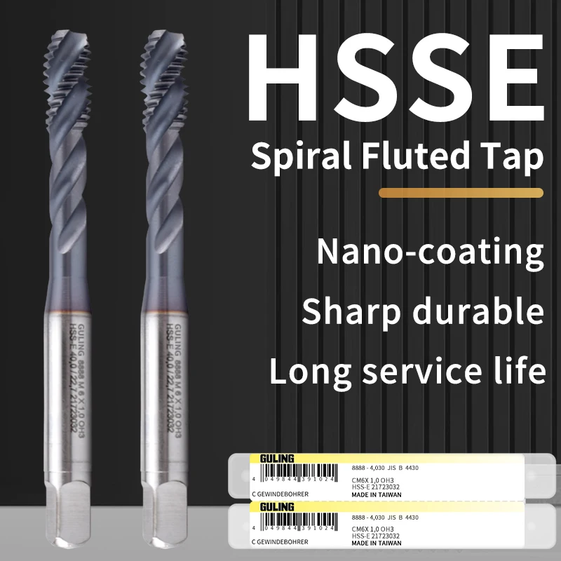 TAIWAN Original GULING JIS Standard 8888 8889 Spiral Fluted Tap Pointed M3 M4 M5 M6 M8 M10 M12 M14 M16 M18 Machine Thread Taps