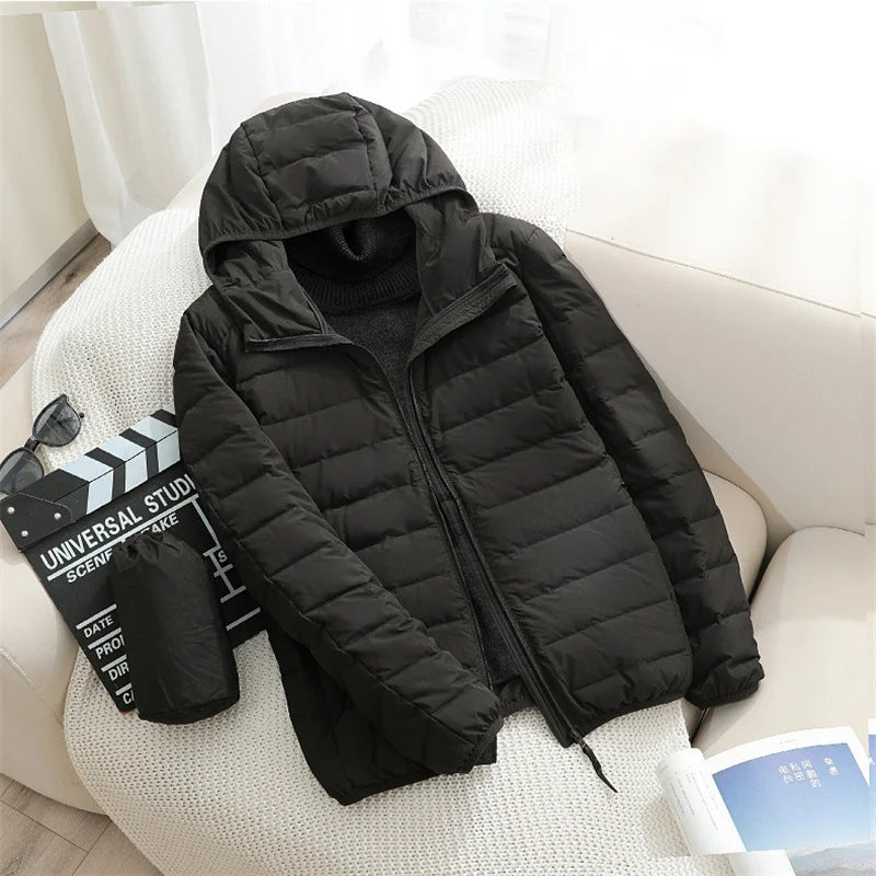 2024 neue Herbst Winter Männer Kapuze Daunen jacke leichte dünne weiße Ente Daunen mantel männlich lose Overisze Puffer Parkas kurze Out wears