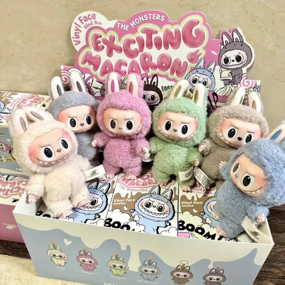 อะนิเมะรูป Labubu Macaroon Series กล่องตาบอดไวนิลจี้ตุ๊กตาของเล่นน่ารัก Monster Replica พวงกุญแจของเล่นของขวัญวันเกิด