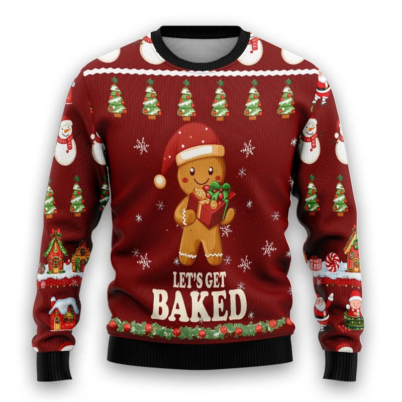 

3D Print Cookie Gingerbread Sweater, Gingerbread Sweatshirt, Cookie Ugly Christmas Sweater Women Mens Funny Christmas Shirts