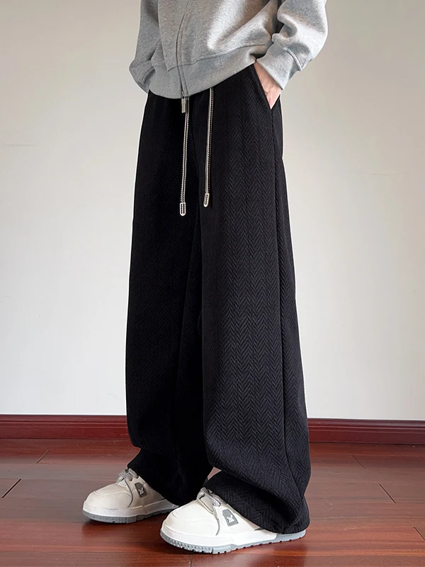 

Men's Plaid Wide Leg Pants Fce Lined Thiened Loose Straight Casual Sweatpants American Sle Autumn Winter Polyester Spa...