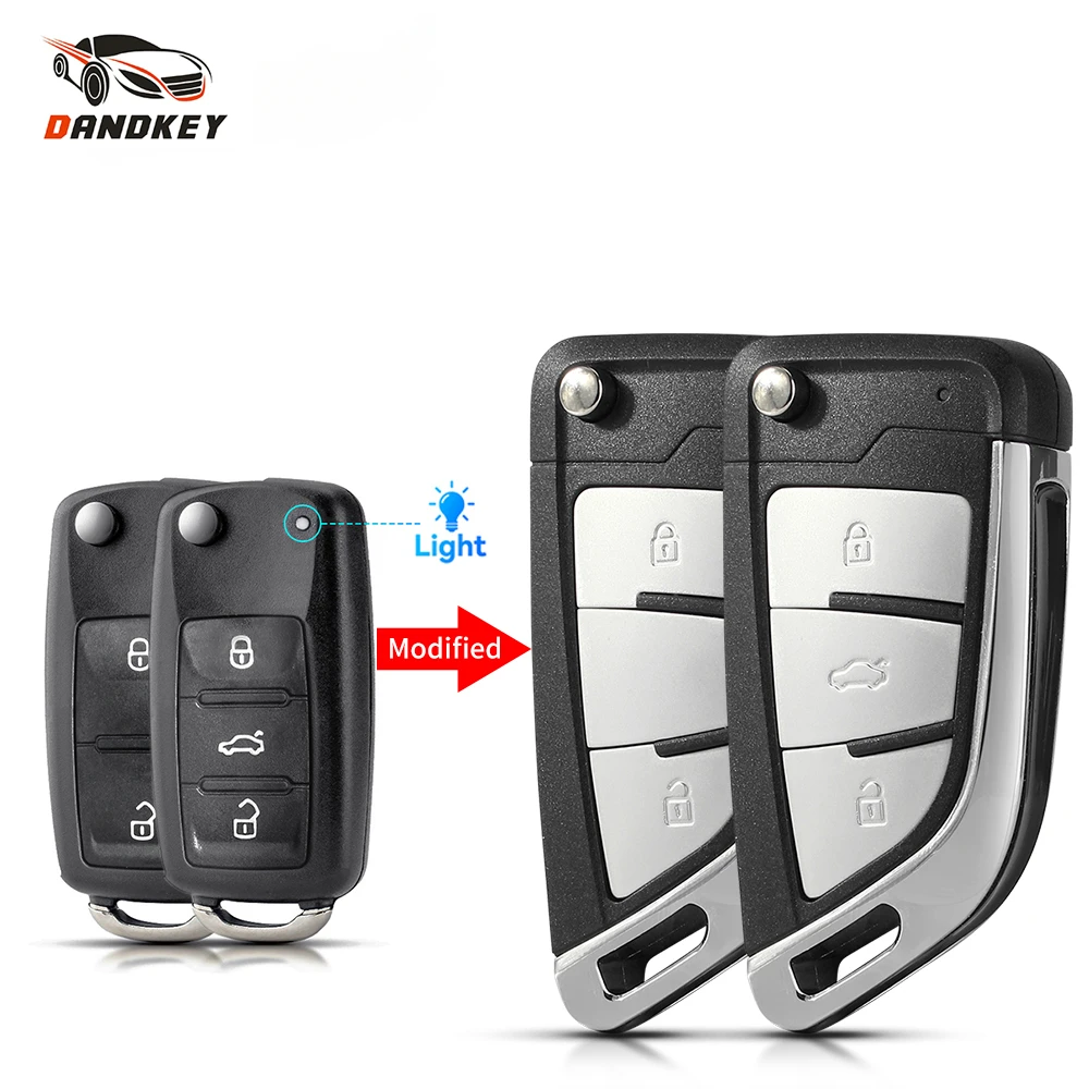 

Dandkey 2/3BTN Replacement Flip Car Remote Key Shell For VW Beetle Eos Golf 6 Jetta Tiguan Seat Skoda Fabia Modified Key Case