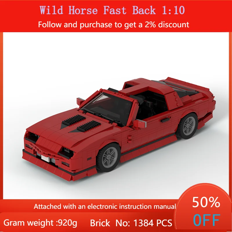 

1384 Parts Building Block Model MOC IROC Z Red Supercar Toy For Boys Adults Children Christmas Birthday Gift Collection