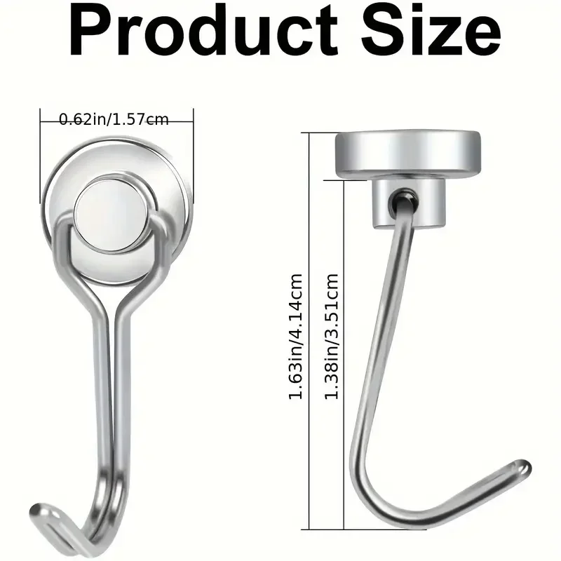 6Pcs Magnetic Hook Heavy Duty Magnet Hook with Swivel Hook for Home Kitchen Refrigerator Wreath Key