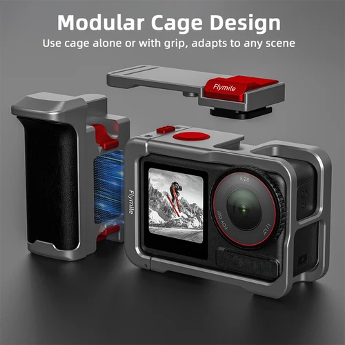 Imagen 2 del producto Soporte de agarre de calle de Metal para cámara de acción DJI Action 3/4/5 Pro, agarre Xplorer de aleación de aluminio con zapata fría, soporte para cámara Vlog