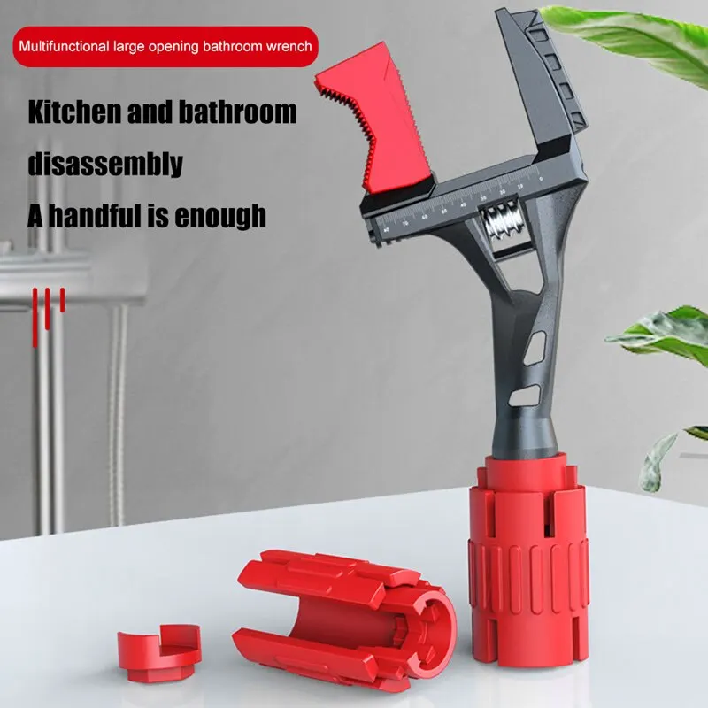 Multi-function Large Opening Short Handle Wrench Bathroom Water Pipe Universal Wrench Adjustable Aluminum Alloy Repair Tool