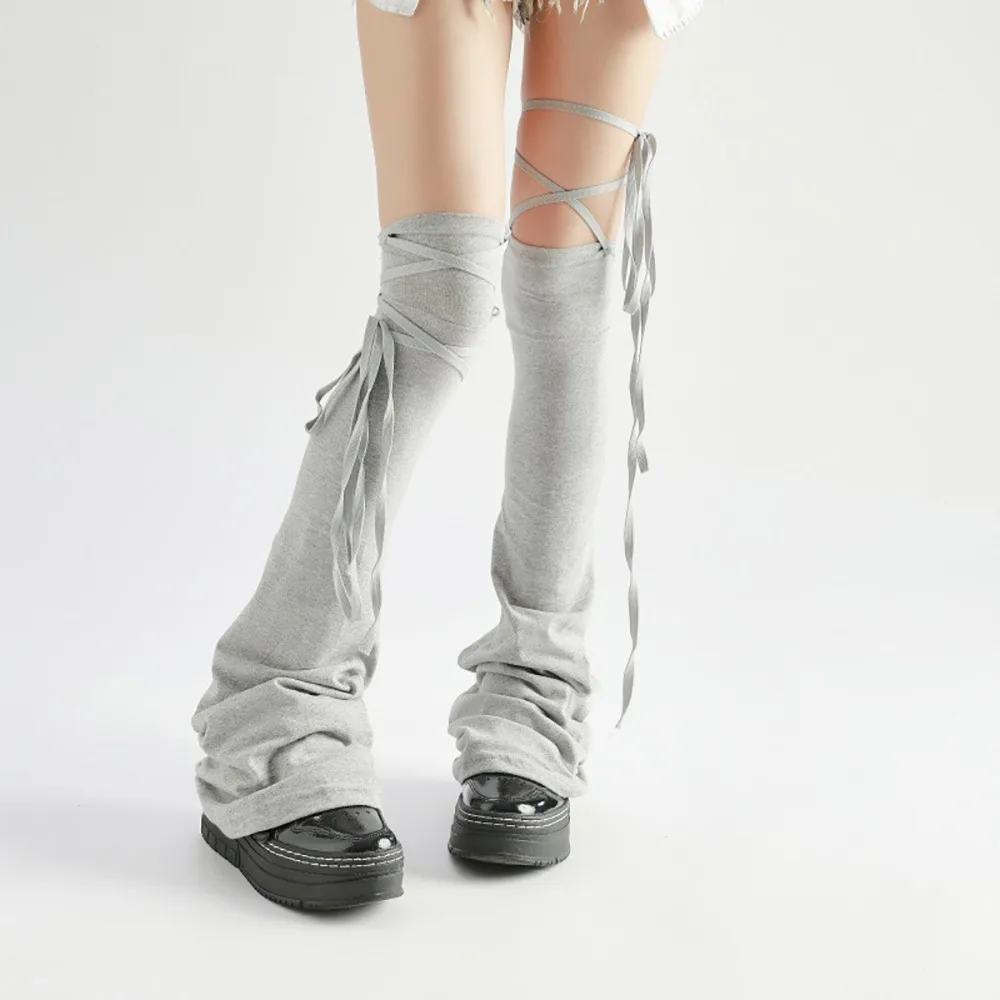 

Cotton Hottie Leg Warmers Multicolor Lace Up Closure Lace Up Leg Warmers Prevent Slippage High Tube Style Steampunk Leg Warmers