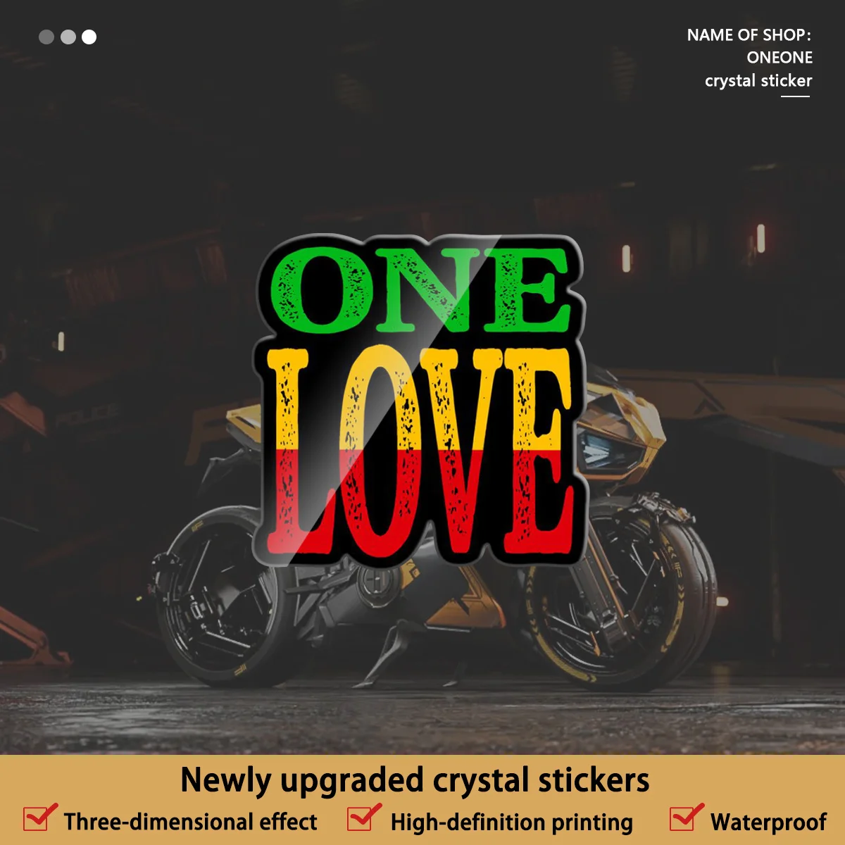 

4Pcs One Love Rasta Reggae Waterproof UV-Proof Stickers for Car Festival Party Decor