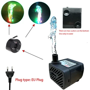 220V 3W Miniatur Pompa Submersible Senyap Tangki Ikan Akuarium Air Mancur Pompa LED Steker Uni Eropa Pompa Aerasi Pompa Ornamen Set 10 pompa submersible penjualan terbaik 220v - №