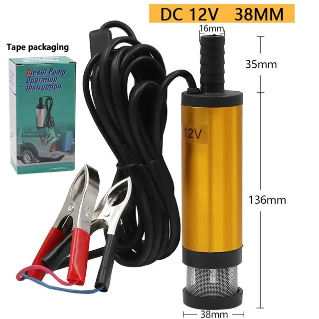 Mini przenośna pompa elektryczna zanurzeniowa 12V/24V DC - 12L/min, obudowa ze stopu aluminium, do transferu paliwa/oleju napędowego/oleju/ wody