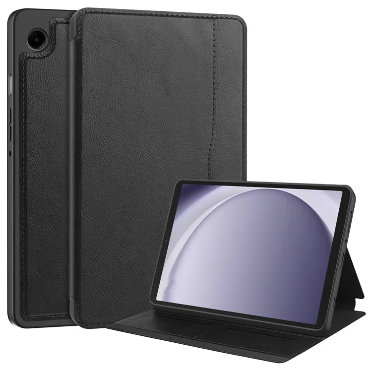 Pour Samsung Galaxy Tab A9 Étui Portefeuille en Cuir PU Support Auto Wake / Sleep Tablet Cover - Noir