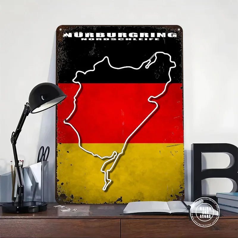Nurburgring Nordschleife Printed Posters Customizable Wall Art Retro Vintage Metal Tin Signs for Home Room Mancave Decoration