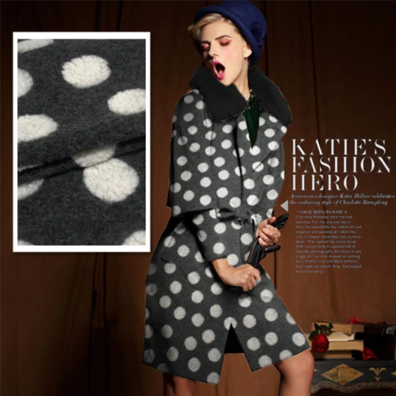 

Wool Fabric Fluffy Three-dimensional Big Round Cashmere Autumn Winter Coat Pillow Gray Fabrics Soft Stretch Knit Wholesale Cloth