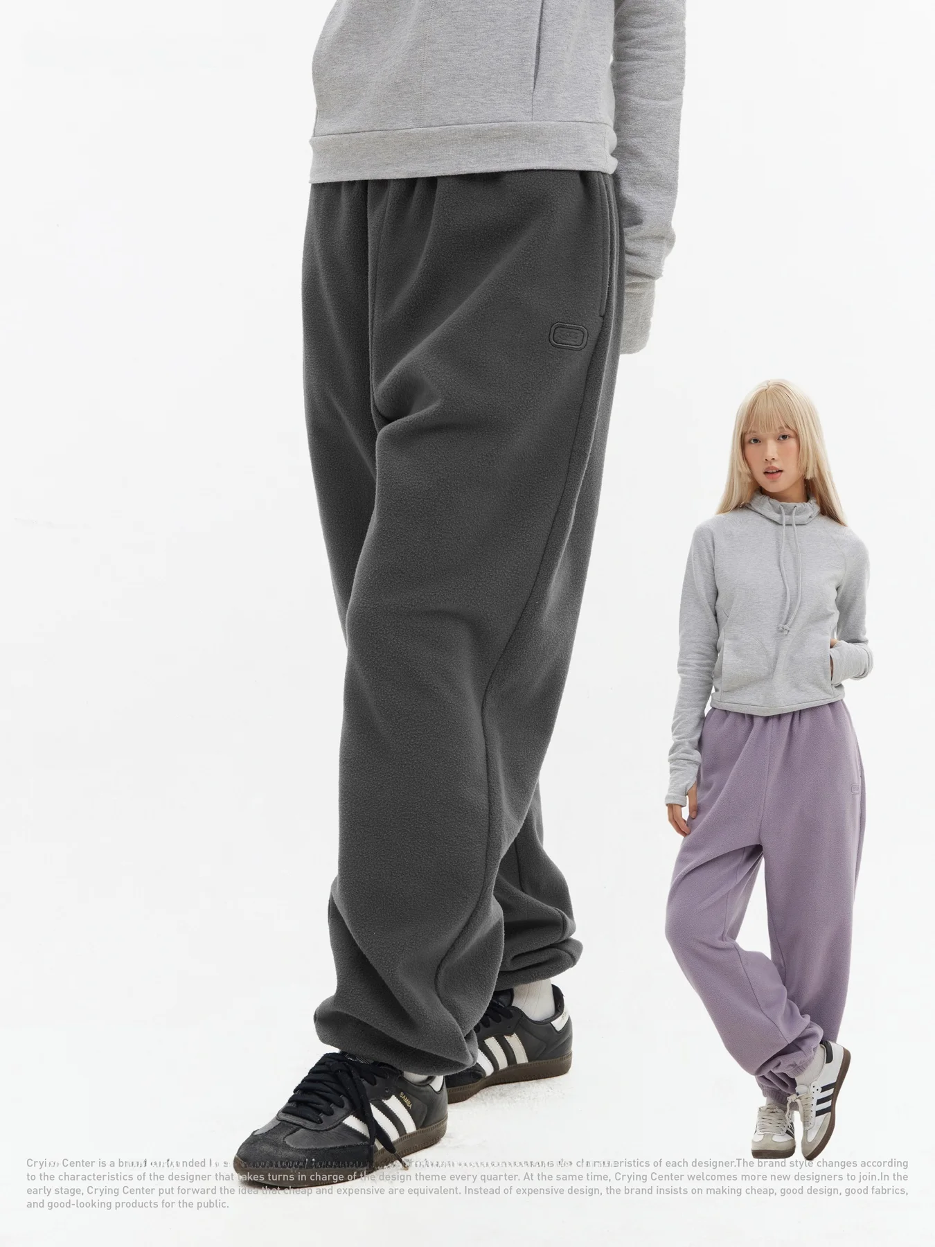 CryingCenter Fleece Drawstring Sweatpants Youthful Casual Polyester Fiber Autumn Winter Leisure Fashion Small Foot Pants