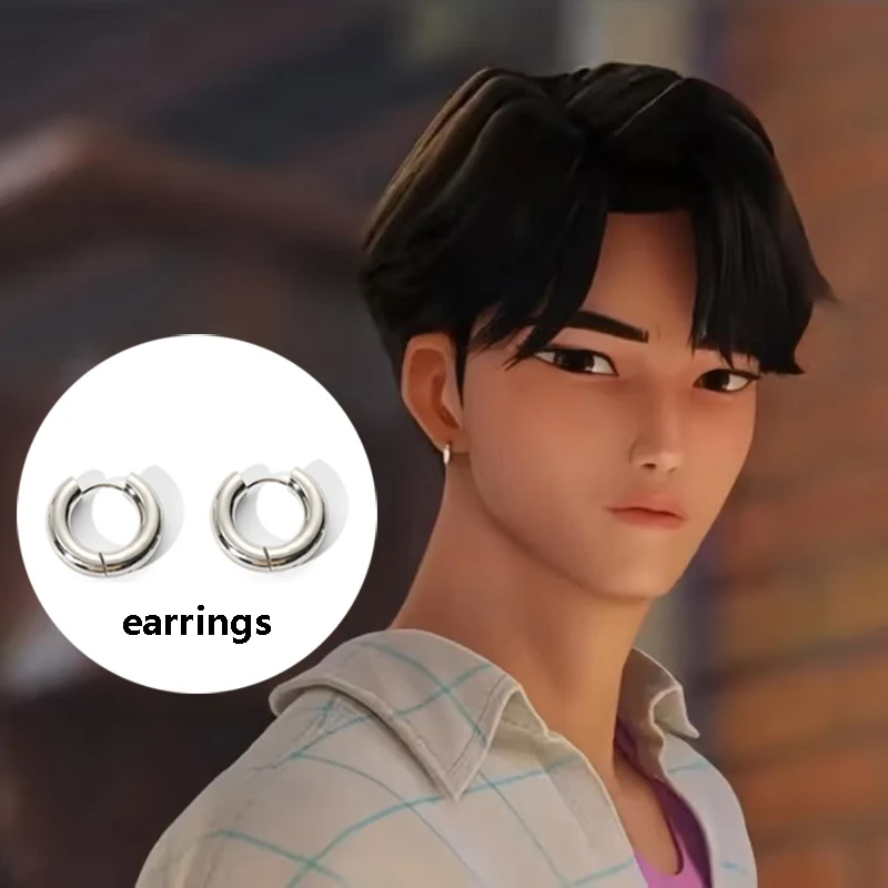 KPop Demon Hunters Jinu Cosplay Wig Sajaboys Dress Up Costume Accessories Anime Movie Role Play Sunglasses Man Necklace Earrings