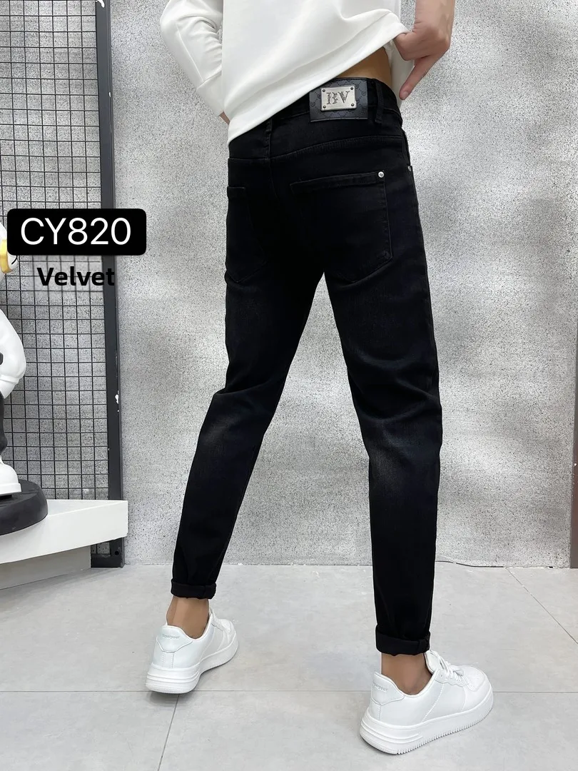 

Мужские модные джинсы слим-фит, повседневные, укороченные (до щиколотки), осенне-зимние, комфортные, из хлопка, полиэстера и эластичных волокон